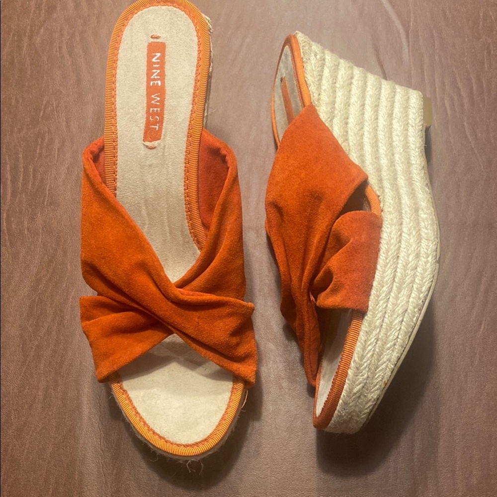 Nine West Burnt Orange Wedge Sandals